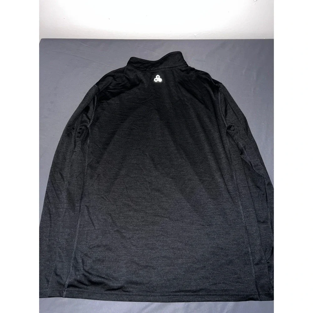 Tek Gear DryTek Mens Quarter Zip Pullover Black Heather Performance Shirt Large